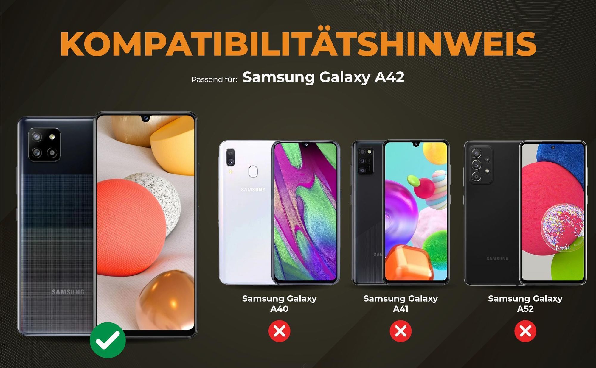 Kompatibilitätshinweise Hülle für Samsung Galaxy A42