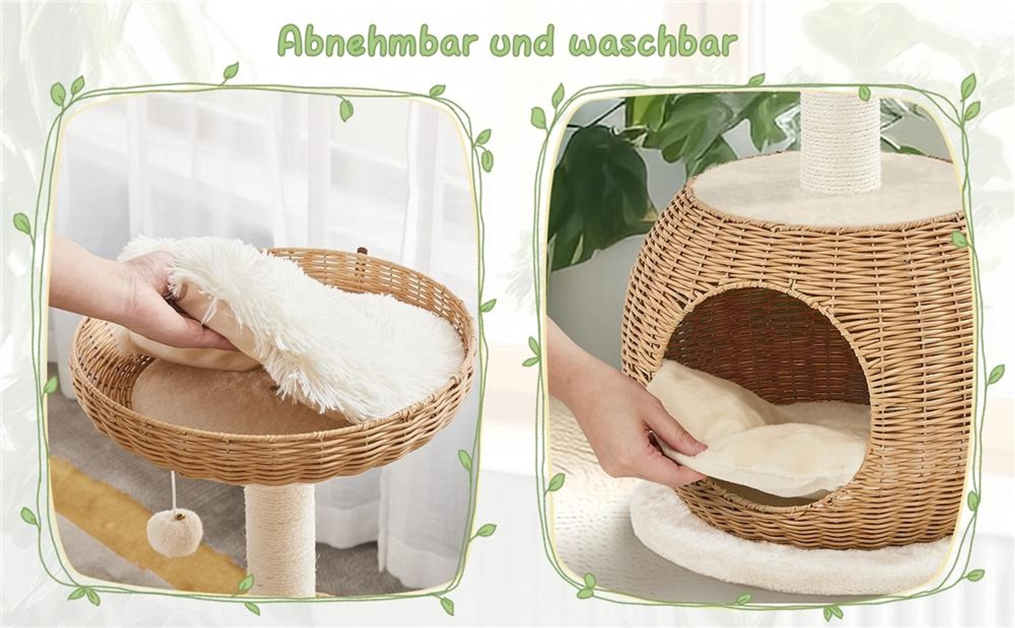 Yaheetech Kratzbaum 75 cm Katzenkratzbaum mit Katzenhöhle Plüschball Katzenkorb Ratten Kletterbaum für große Katze Stabiler Sisal Katzenmöbel Beige