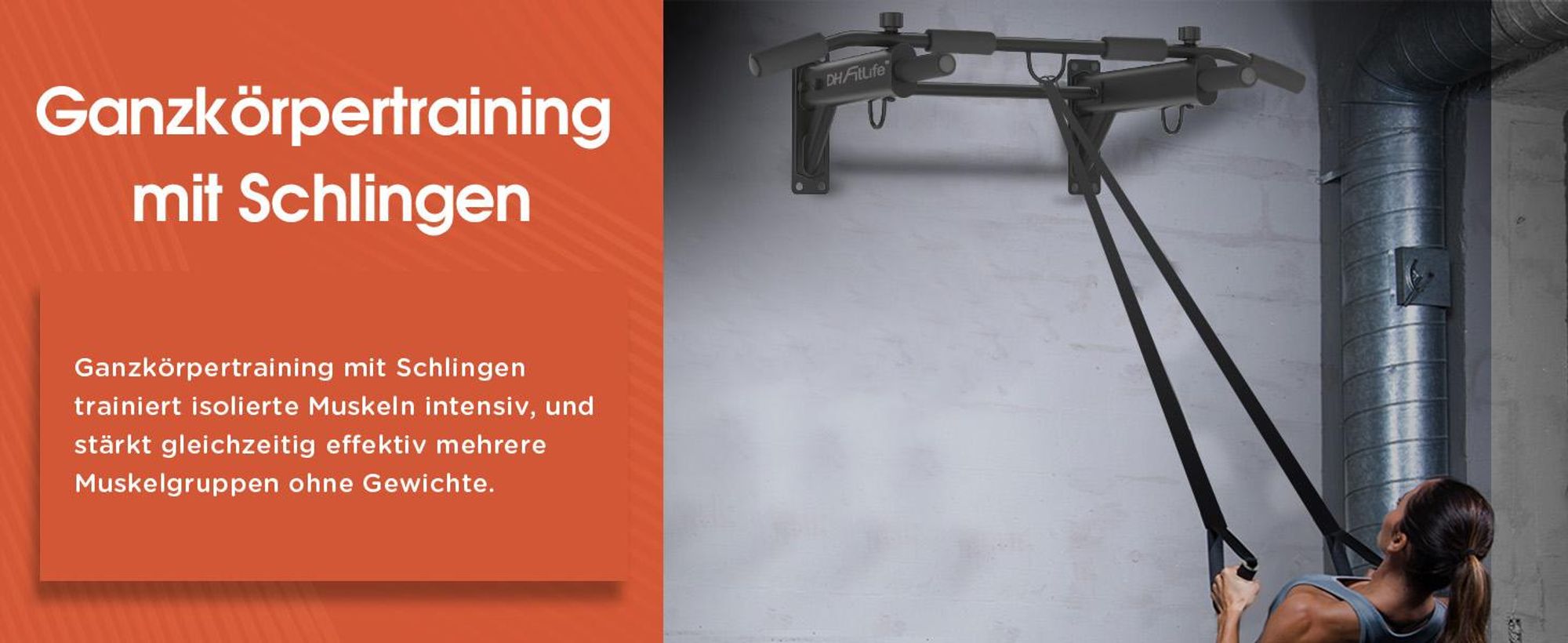 DH FitLife 4in1 Klimmzugstange zur Wandmontage, bis 200 kg für Zuhause | 6 rutschfeste Griffe | 3 Ösen für Boxsack & Schlingentrainer, Stabil & Sicher