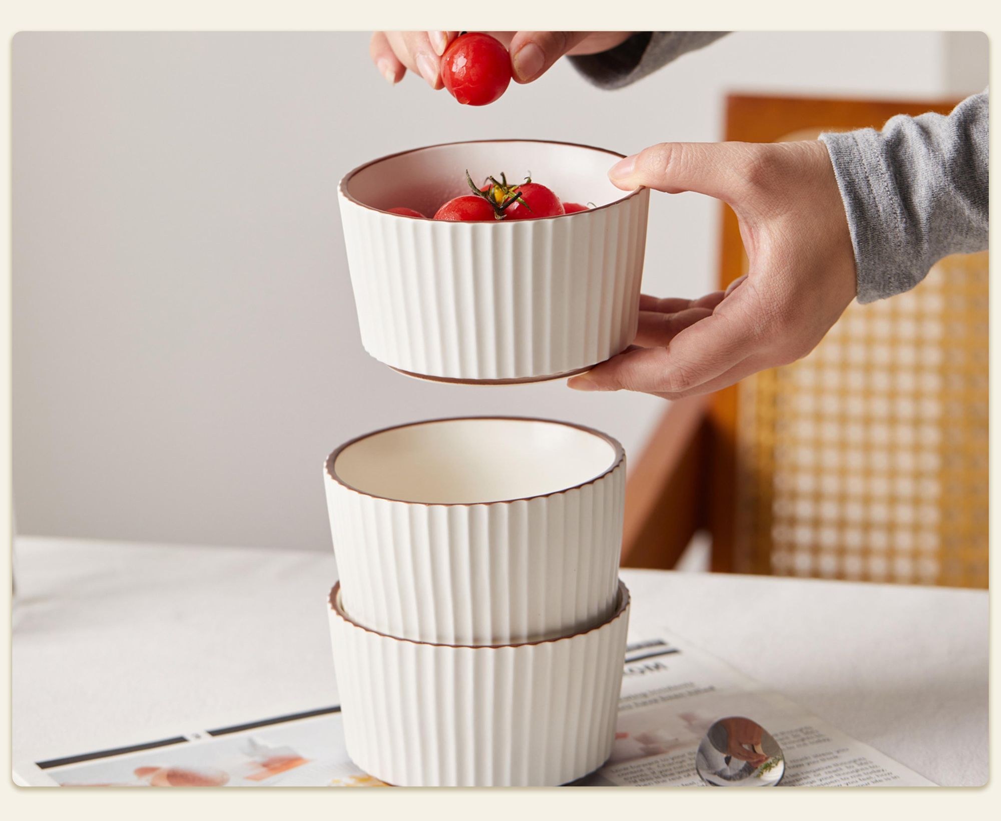 Schale set 4er Ø11 cm Keramik Müslischale Reisschalen Servierschale Schalen für 4 Personen Matt-Glasur Bowl Mikrowellen- und Spülmaschinenfest