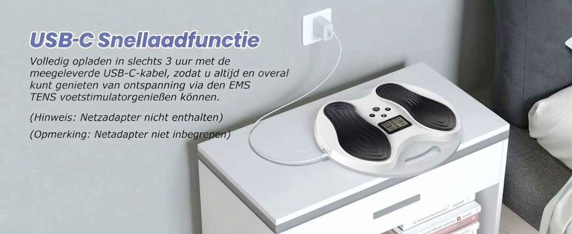 EMS Fußmassagegerät zur Durchblutungsförderung – Fußstimulator mit TENS Elektroden-Pads, Massagegerät gegen Schwellungen & Beinschmerzen