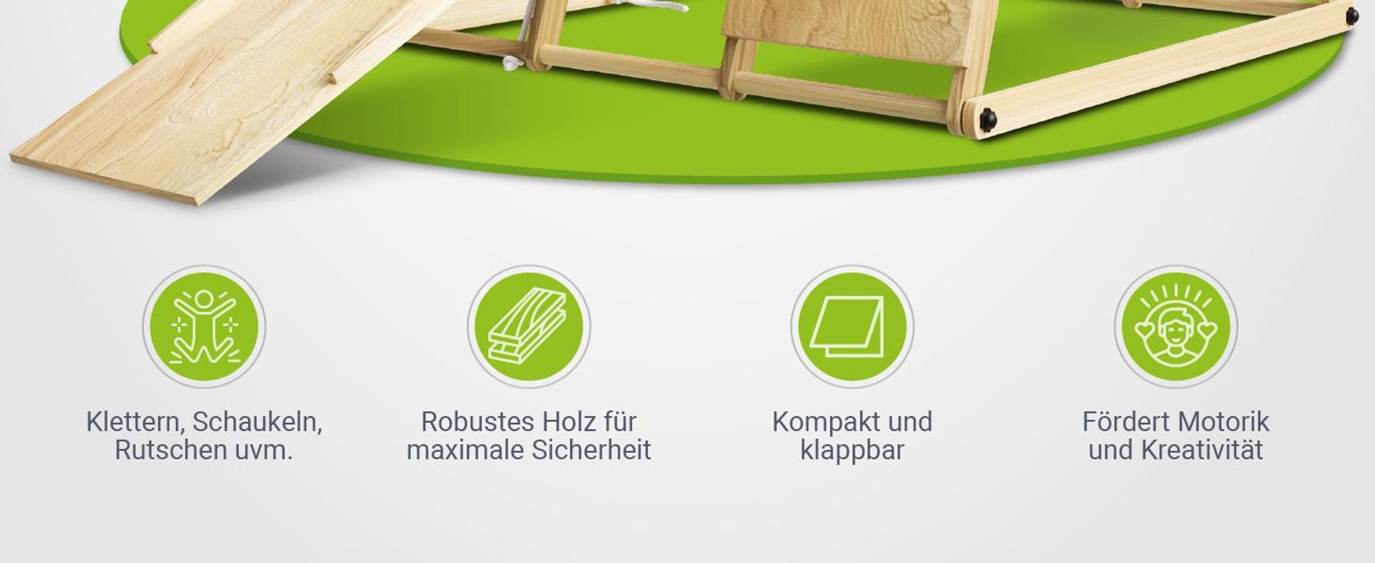 Juskys Maxi Klettergerüst für Kinder - Rutsche, Kletterwand & Schaukel - Natur