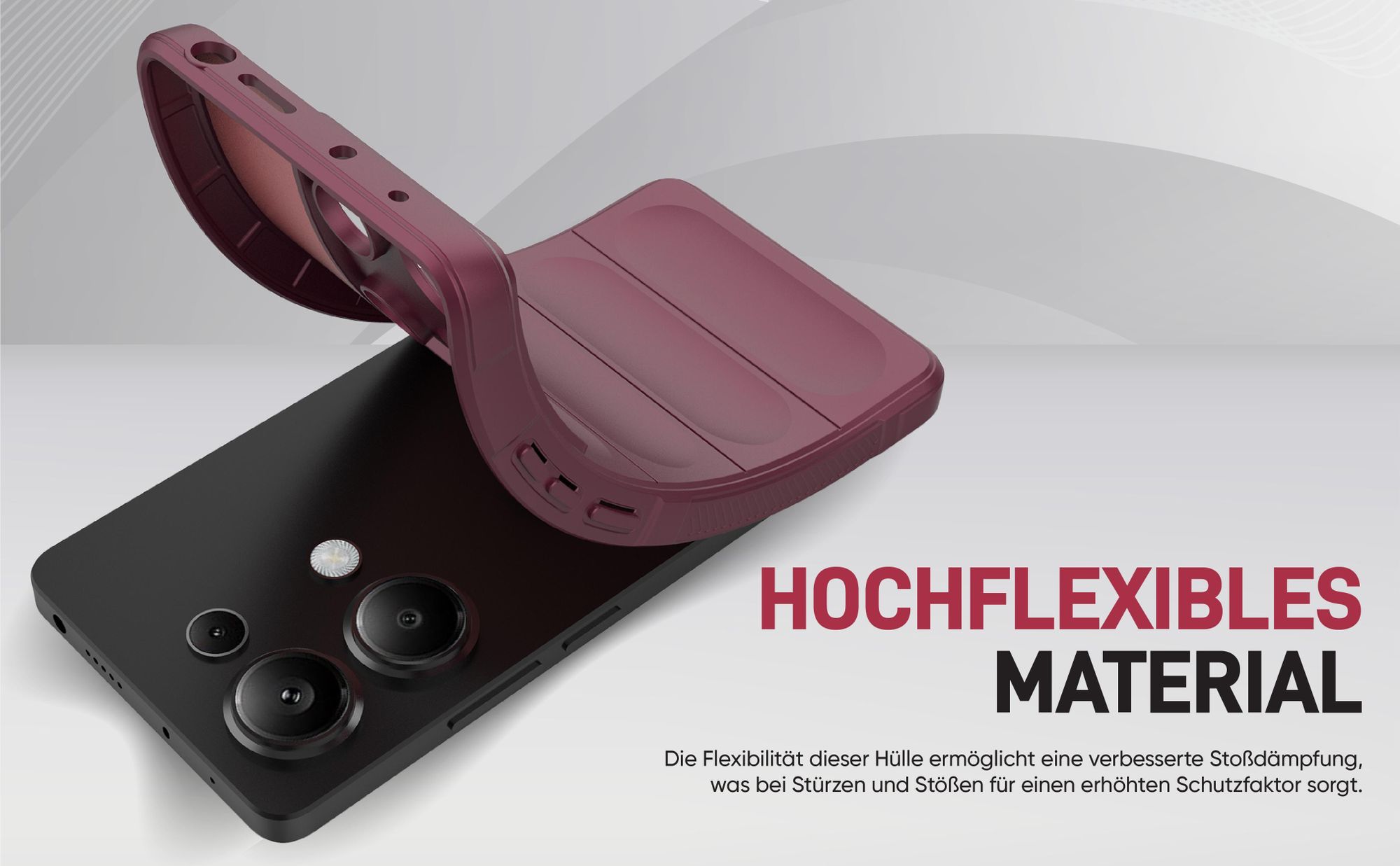 Stoßfestes und flexbiles Handy Case mit Griffzonen in Lila für Xiaomi Redmi Note 13 Pro