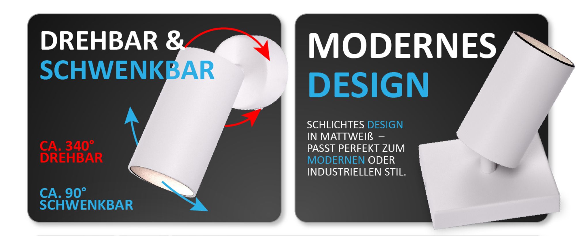 GU10 Deckenleuchte ProSpot 866-1-WH Weiß – 1-flammig, Aluminium, IP20