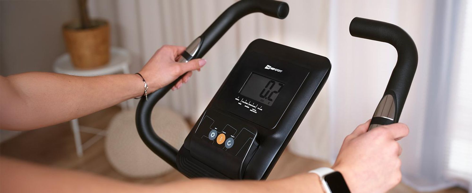 Hop-Sport Heimtrainer Fahrrad HS-4000H mit LCD-Display & Pulsmessung, 16 Widerstandsstufen, vertikale & horizontale Sitzverstellung, bis 125 kg