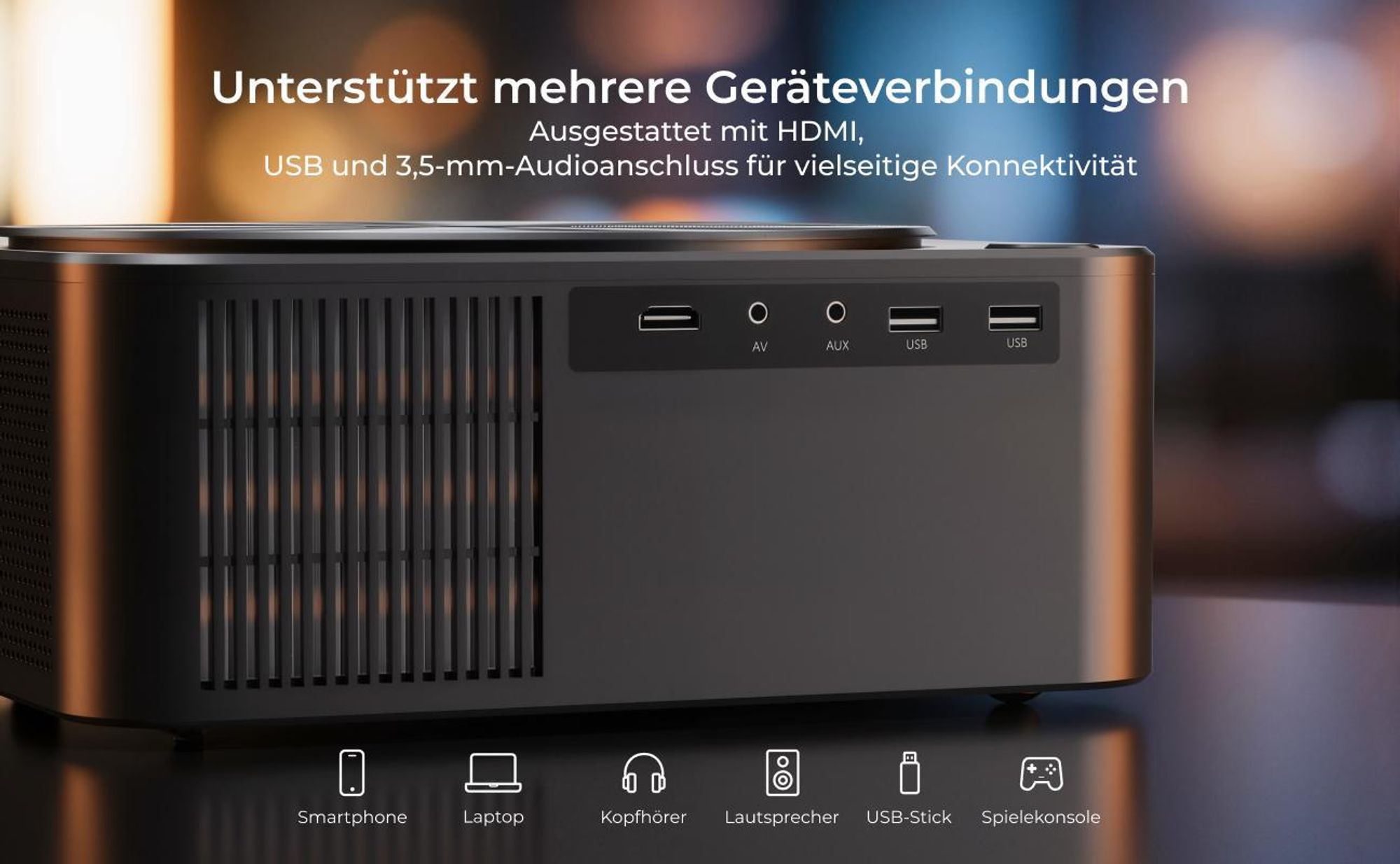 Ultimea Apollo-P40 Beamer 4K unterstützter, Aktualisierte Version mit Hindernisvermeidung 700 ANSI, intelligenter Bildschirmausrichtung,
