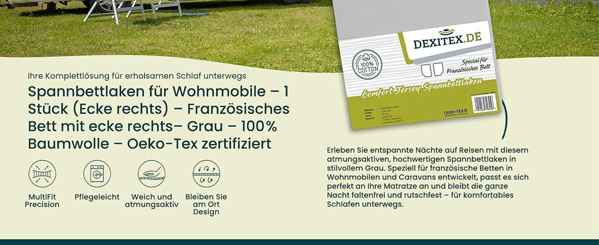 Wohnmobil in der Natur mit Spannbettlaken und Matratzenschoner