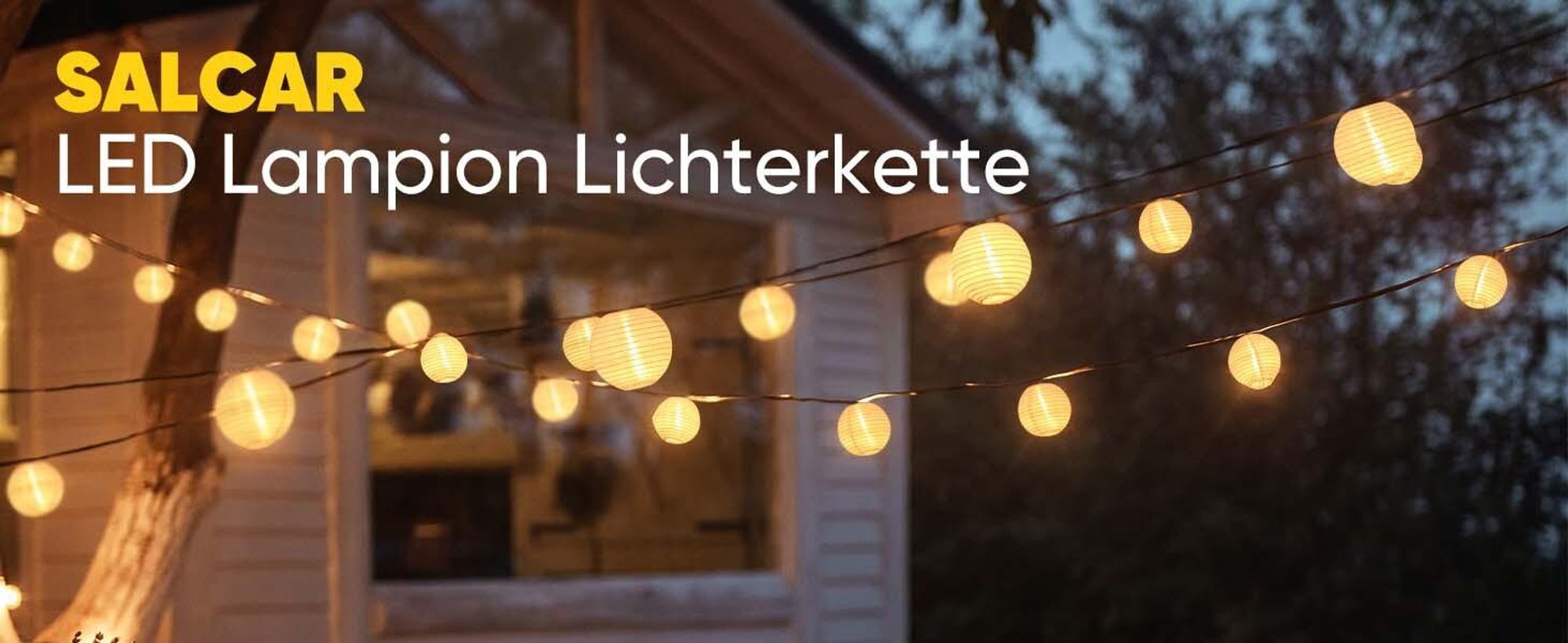 Salcar 5m 20 Lampions Lichterkette Solar Außen Lichterketten Outdoor 8 Modi IP44 für Außen Garten Liegewiese Terrasse