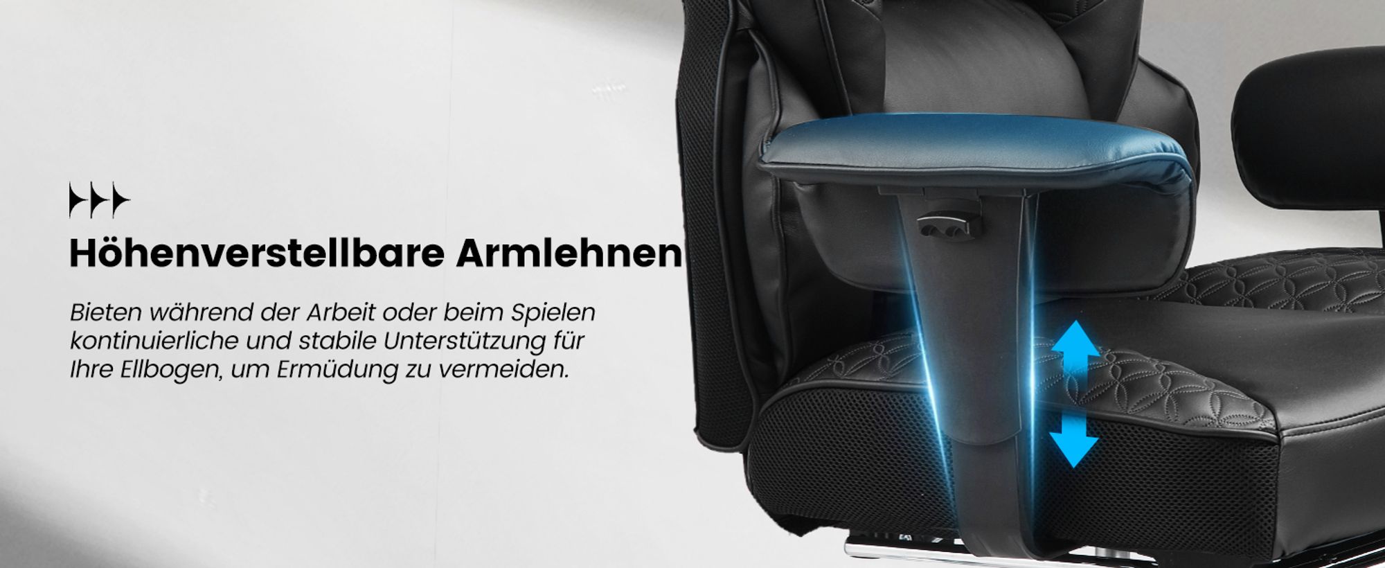 COMHOMA Gaming Stuhl, ergonomischer Bürostuhl, Schreibtischstuhl mit verstellbare Armlehnen, Taschenfederkern-Lendenwirbelstütze  150 kg, schwarz