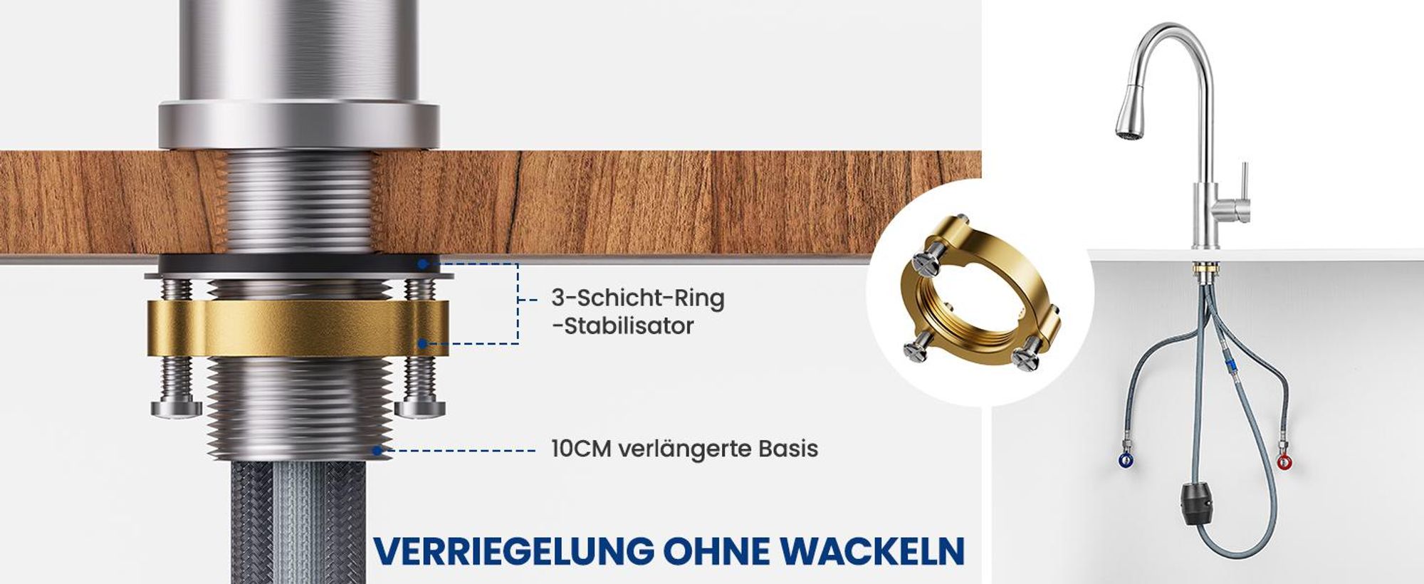 Wasserhahn Küche Ausziehbar mit Brause, 360° Drehbar Hoher Auslauf Küchenarmatur Gebürstet, 304 Edelstahl Spültischarmatur, Cecipa, DVGW