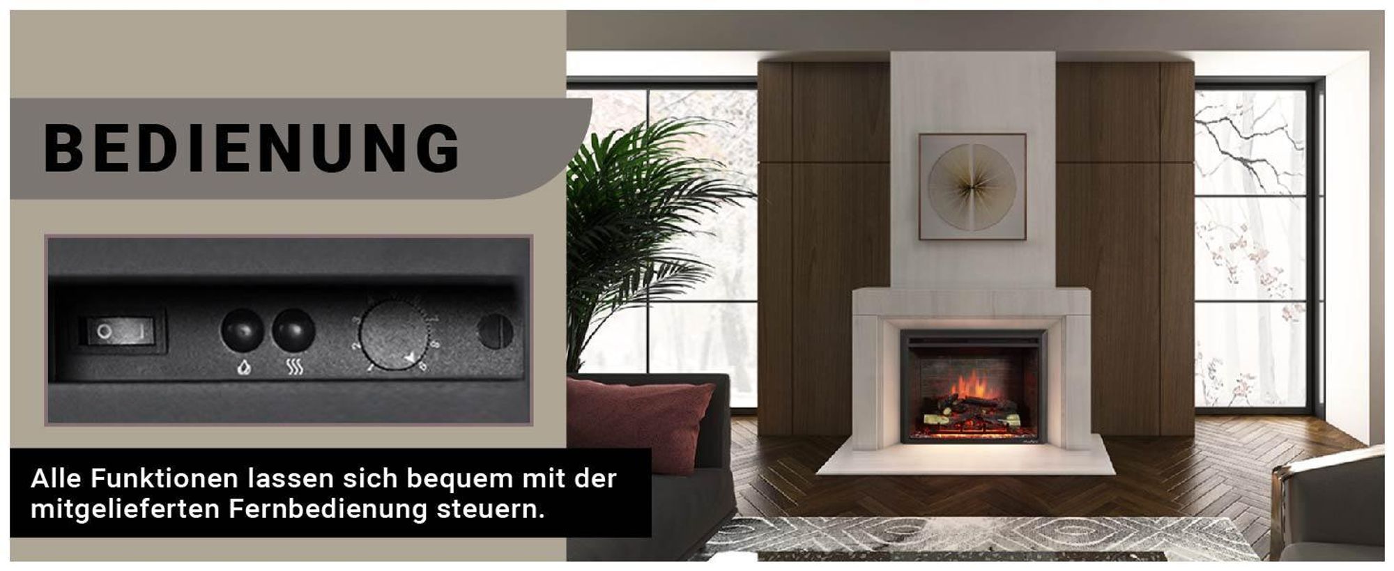 Elektrokamin BALDERIA Calida 33 - Einbaukamin - Schwarz