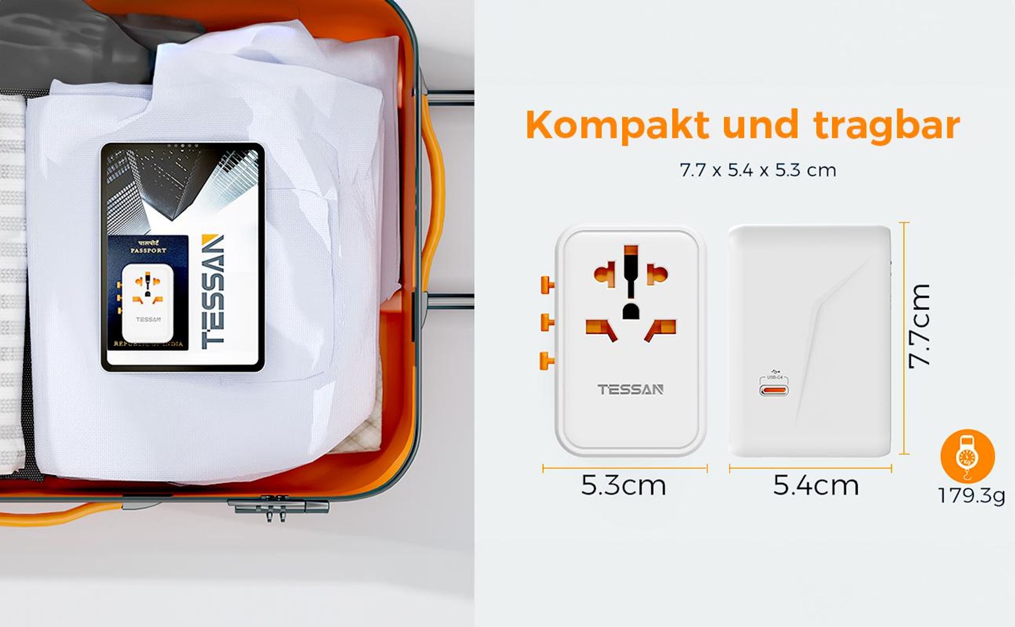 65W Reiseadapter Weltweit Universal Reisestecker mit 1 USB A 4 USB C Internationaler Steckdosenadapter für Deutschland USA England Australien