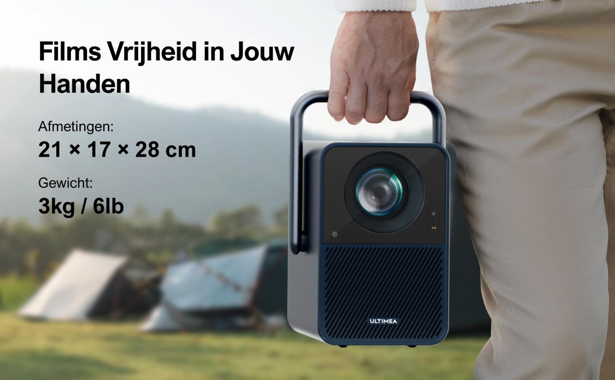 Poseidon E40 beamer, Android TV 11.0 met Netflix, Dolby Audio beamer, contrastverhouding 2000:1, resolutie 1920 x 1080 pixels, ergonomisch handvatontwerp, draagbare projector met native 1080P