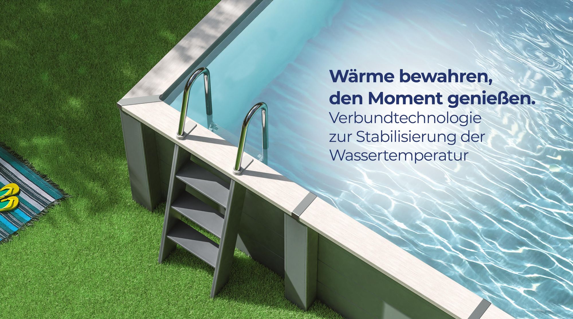 GRE Rechteckiger Composite-Pool KPCOR46T – 455 x 315 x 126 cm, Komplettset