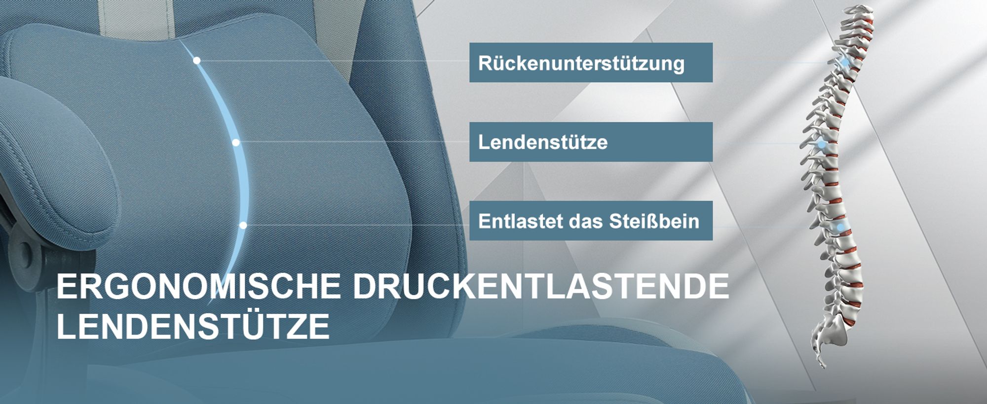 GTPLAYER Gaming Stuhl Ergonomischer Gaming Sessel Schreibtischstuhl mit Stoffoberfläche Atmungsaktiver Bürostuhl Federsitzkissen mit Fußstütze Blau