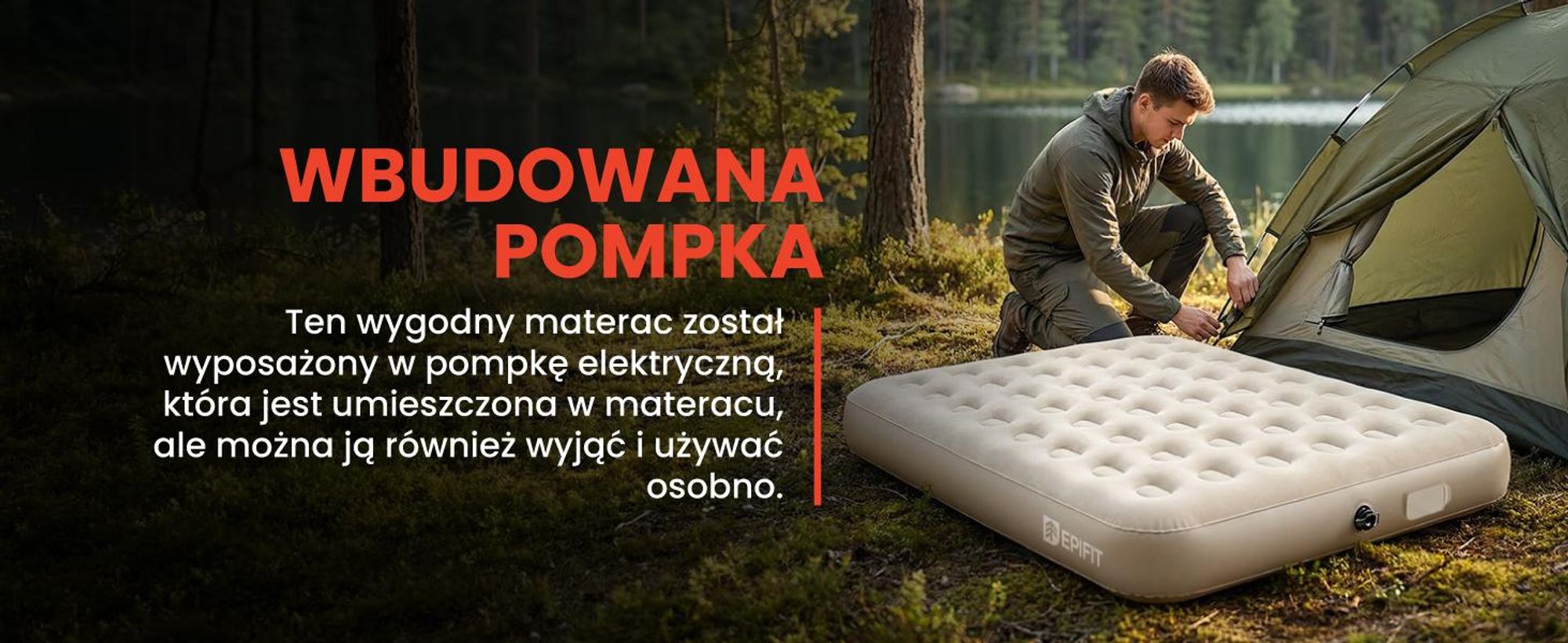 Dwuosobowy materac dmuchany z wbudowaną pompką do 300 kg