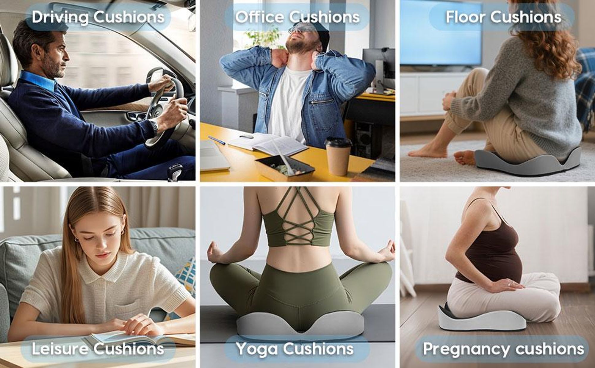 Orthopädisches Sitzkissen, Ergonomisches Hämorrhoiden Sitzkissen, Memory Foam Steißbeinkissen, Steißbein Sitzkissen für Gamingstuhl, Bürostuhl