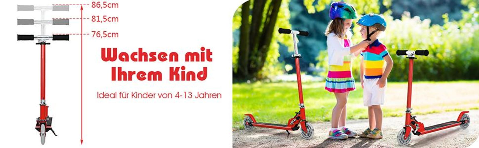 COSTWAY Kinder Roller mit LED Rädern, Cityroller höhenverstellbar, Kinder Scooter für Kinder ab 4+, Kinder Kickscooter, Tretroller für Junge & Mädchen