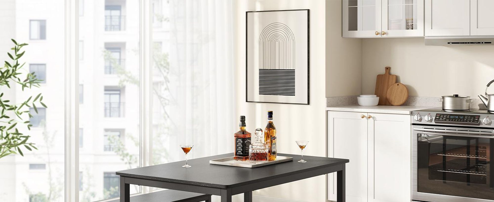 VASAGLE Esstisch, Küchentisch-Set mit 2 Bänken, 3er-Set, 110 x 70 x 75 cm, Aschschwarz-Tintenschwarz