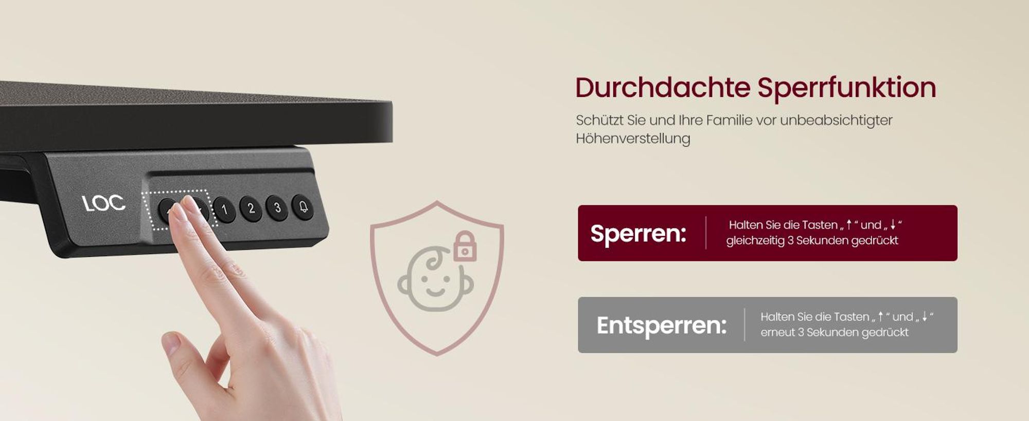 VASAGLE Elektrischer Höhenverstellbarer Schreibtisch mit Memory-Funktion und Erinnerung, 140 x 60 cm, Schwarz