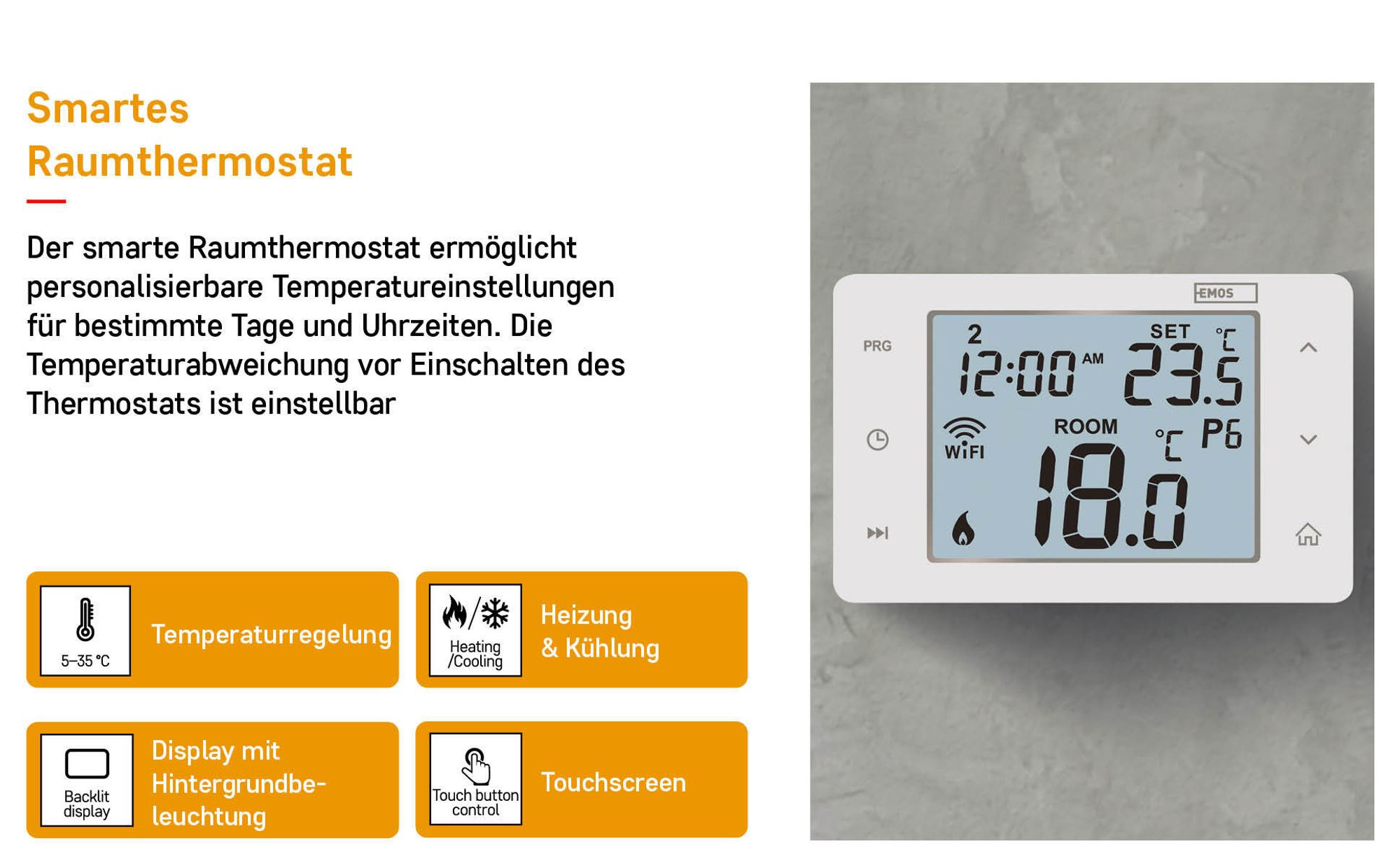 EMOS GoSmart Wireless Raumthermostat mit WiFi P56211