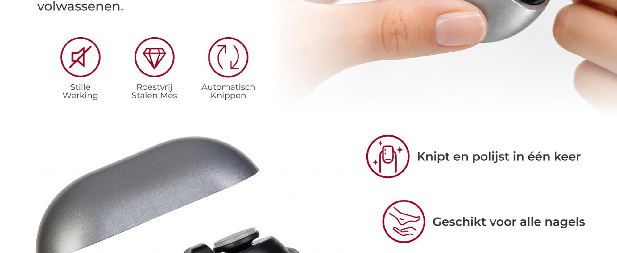 Glissimo - Professionele Elektrische Nagelknipper – Nagelfrees - Opzetstukken voor polijsten & Nagelriemverzorging