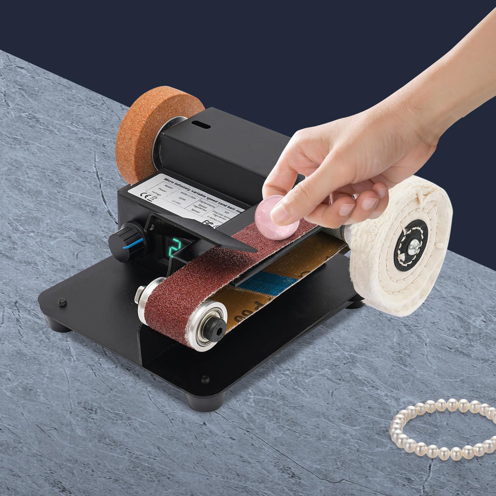 Mini-Bandschleifer, Mini-Bandschleifer mit stufenlos einstellbarer Geschwindigkeit, Desktop-Bandschleifer