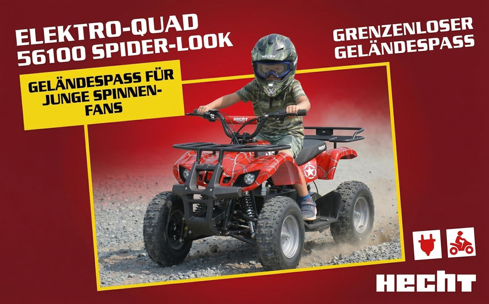 HECHT 56100 Kinder Quad Elektro | 1000W | bis 25km/h | bis 65kg | Scheibenbremsen | 36V | 12Ah Akku