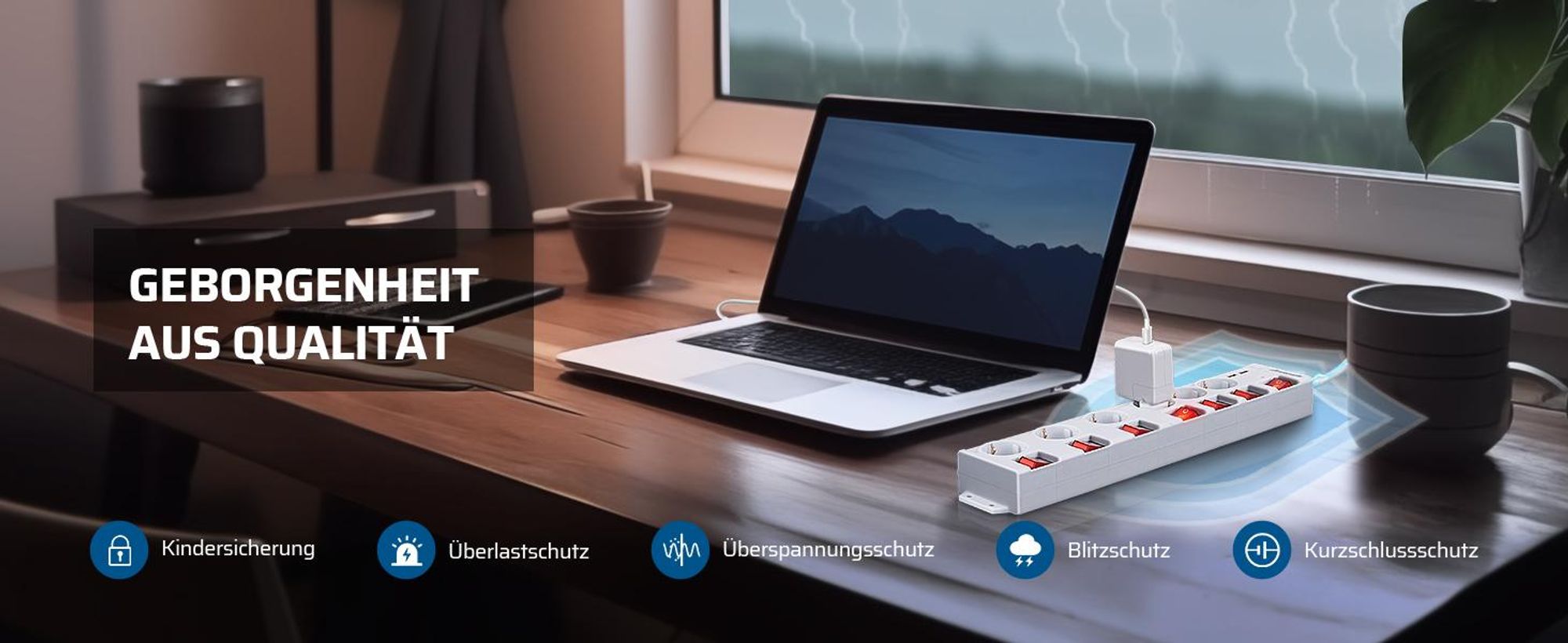 DEWENWILS 3m Steckdosenleiste mit USB, Mehrfachsteckdose Einzeln Schaltbar, Weiß