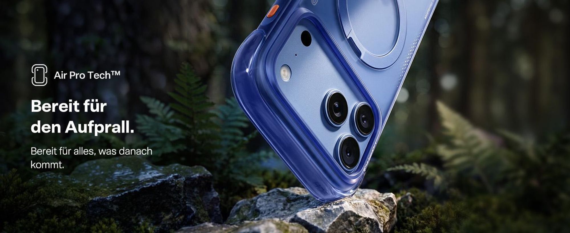 TORRAS Ostand Q3 Air Hülle für iPhone 18 Pro Handyhülle mit Airbag-Schutz & integriertem Ständer, Hellblau