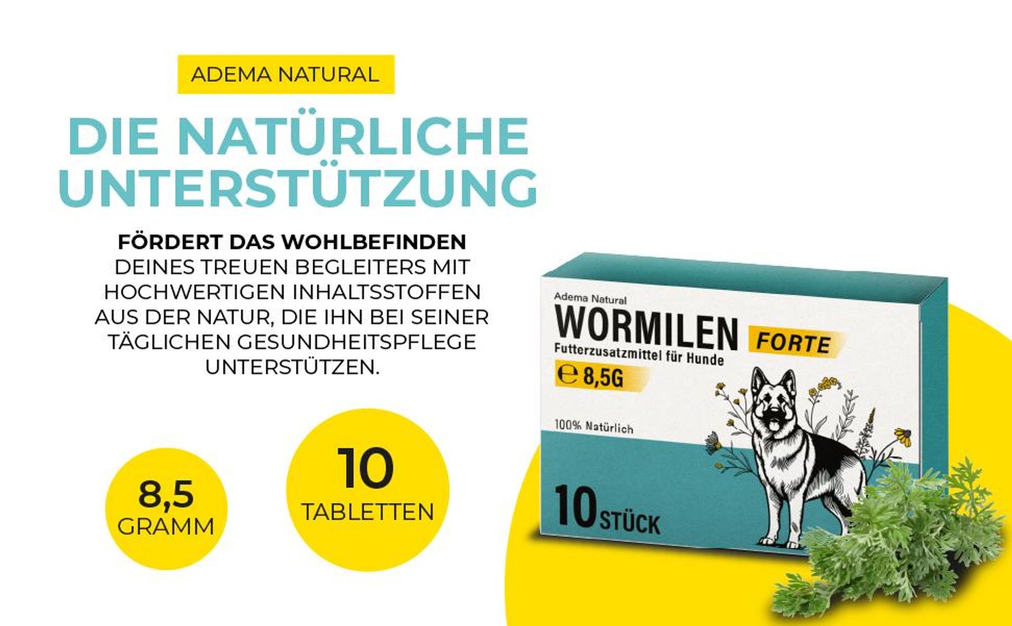 Adema Natural® Wormilen Forte – Wurmmittel für Hunde – natürliche Entwurmung – Wurmkur Hund – Entwurmungsmittel