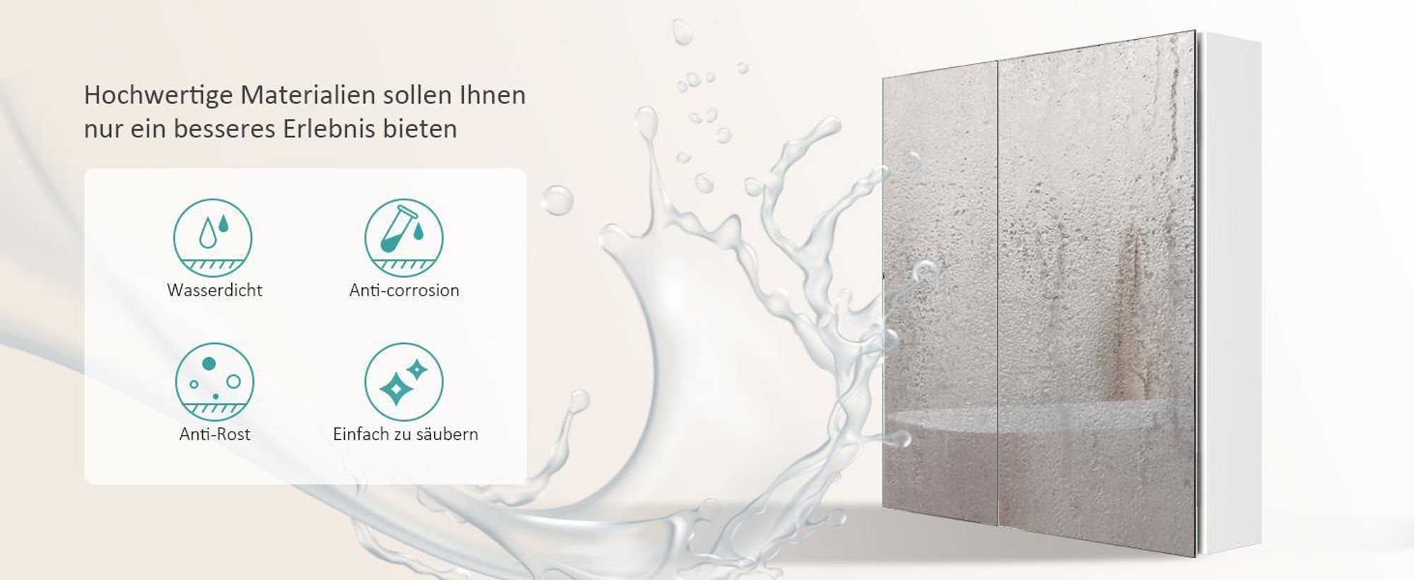 EMKE Spiegelschrank und Spiegellampen,60x65x14.5cm 2 Glasböden Weiß Badspiegelschrank und Weiß Wandleuchten Neutral Licht 4200k