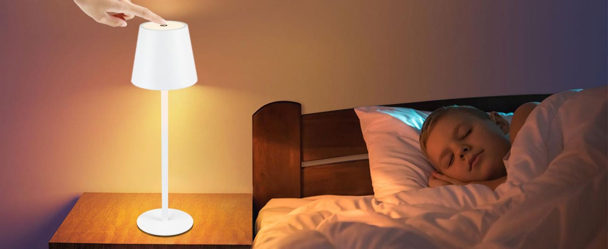 ZMH Lampe de table LED sans fil Lampe de chevet tactile Lampe de table dimmable Blanc IP54 Lampe de table de chevet USB rechargeable Veilleuse de table en métal