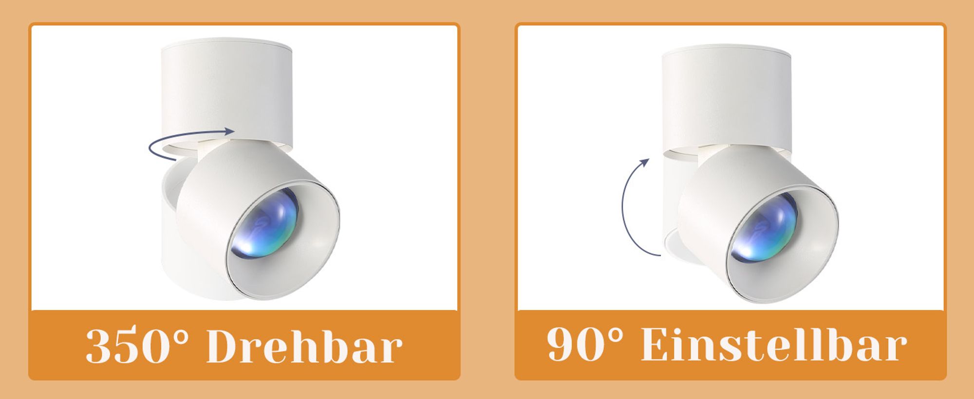 ZMH LED Deckenleuchte Deckenstrahler 1 Flammig Deckenspots Weiß Modern Rund Schwenkbar 350° Warmweiß Sunset Innen für Wohnzimmer Schlafzimmer Treppen