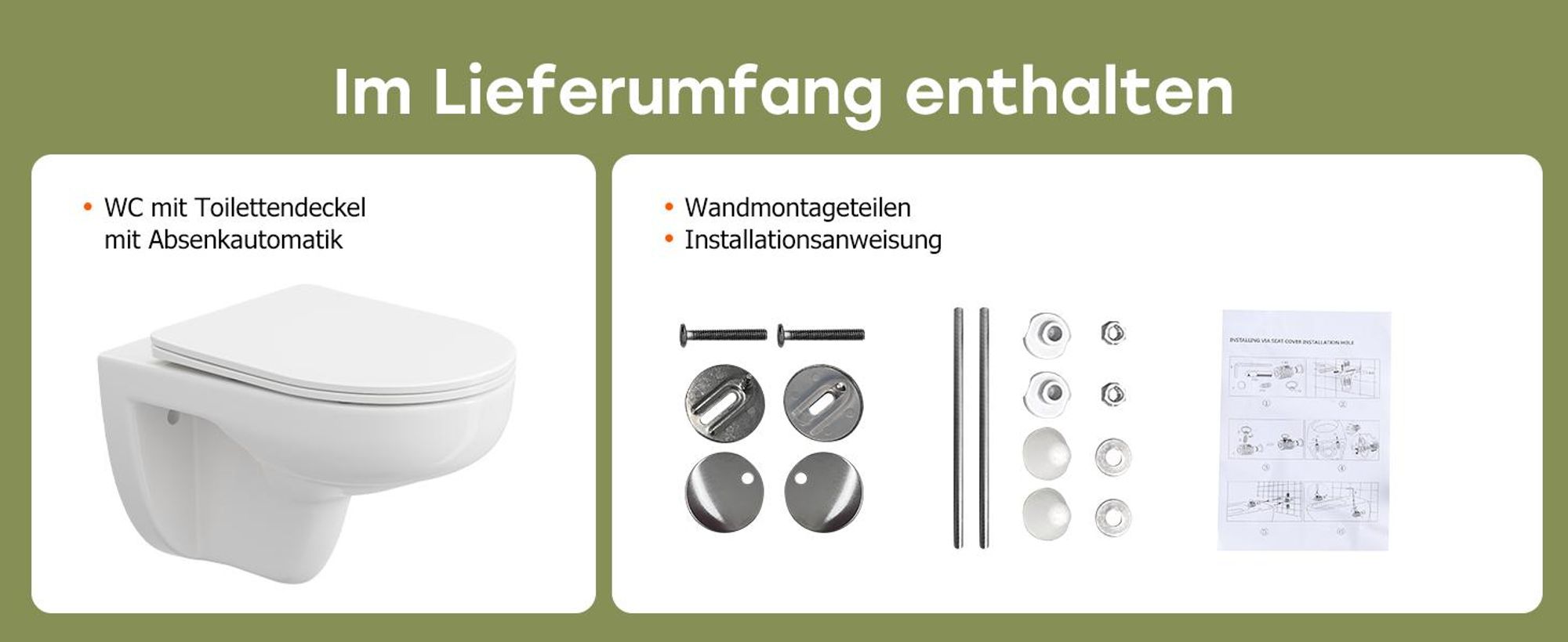 Komplett Vorwandelement Toilette Set - 82cm Unterputzspülkasten + Hänge Spülrandlos WC Wand Toilette + Rechteckig Chrome Drückplatte HOROW
