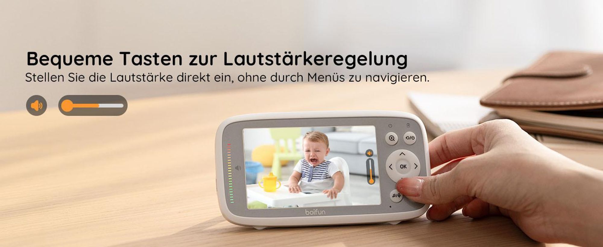 Babyphone mit Kamera VOX Nachtsicht Babyfon Temperaturüberwachung Gegensprechfunktion Video Überwachung mit 4 Zoll Digital IPS Bildschirm Wireless