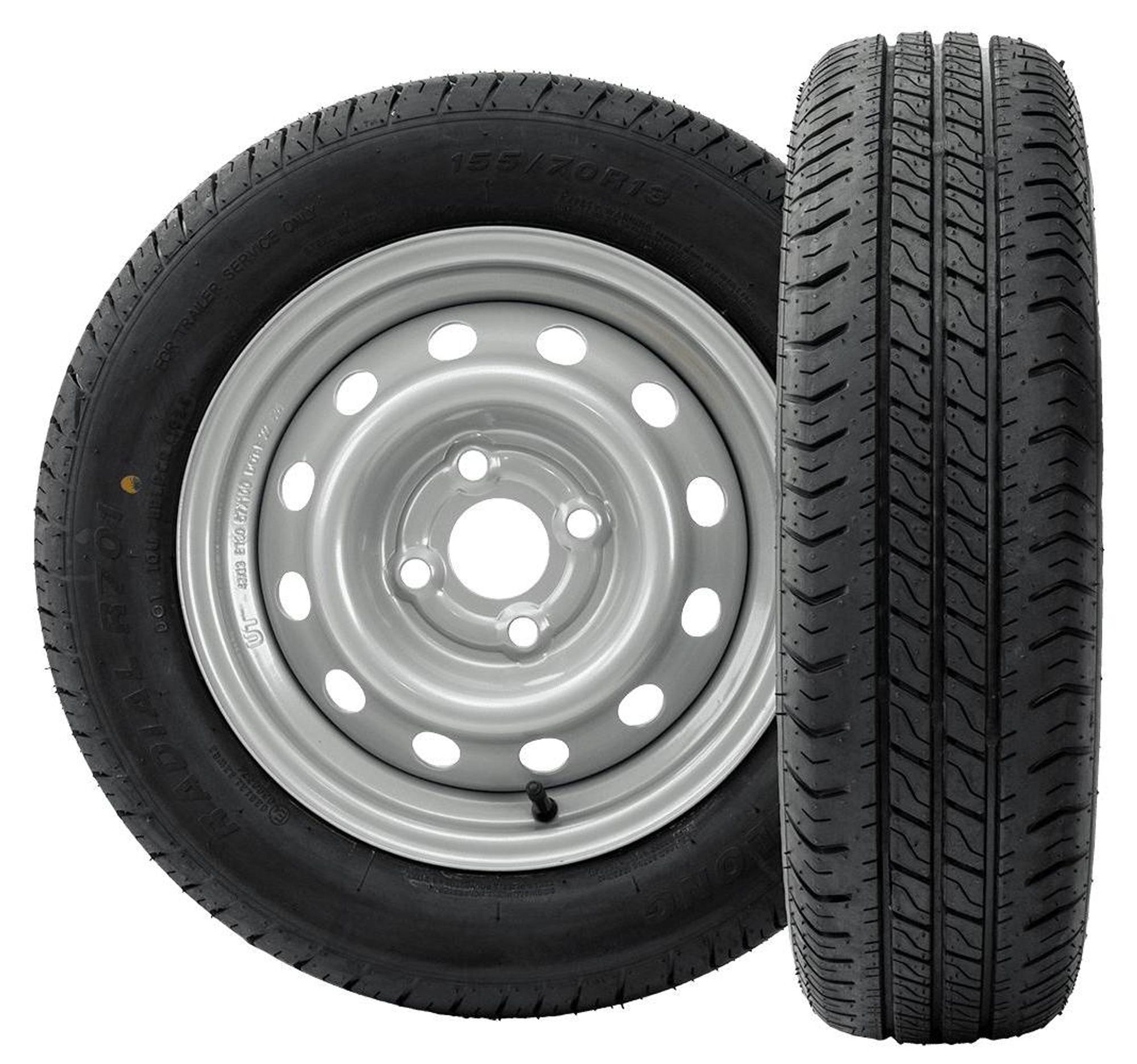 UNITRAILER Kompletträder 155/70 R13 75N für leichte PKW-Anhänger, 2er Set