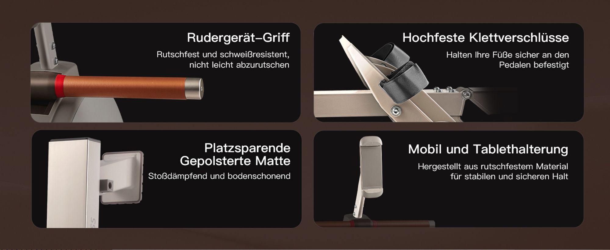 MOBI FITNESS Ruby Rudergerät mit Akku für Zuhause, Klappbares Rudergerät mit 40-stufigem Widerstand, leises Magnetbremssystem, 135kg belastbar