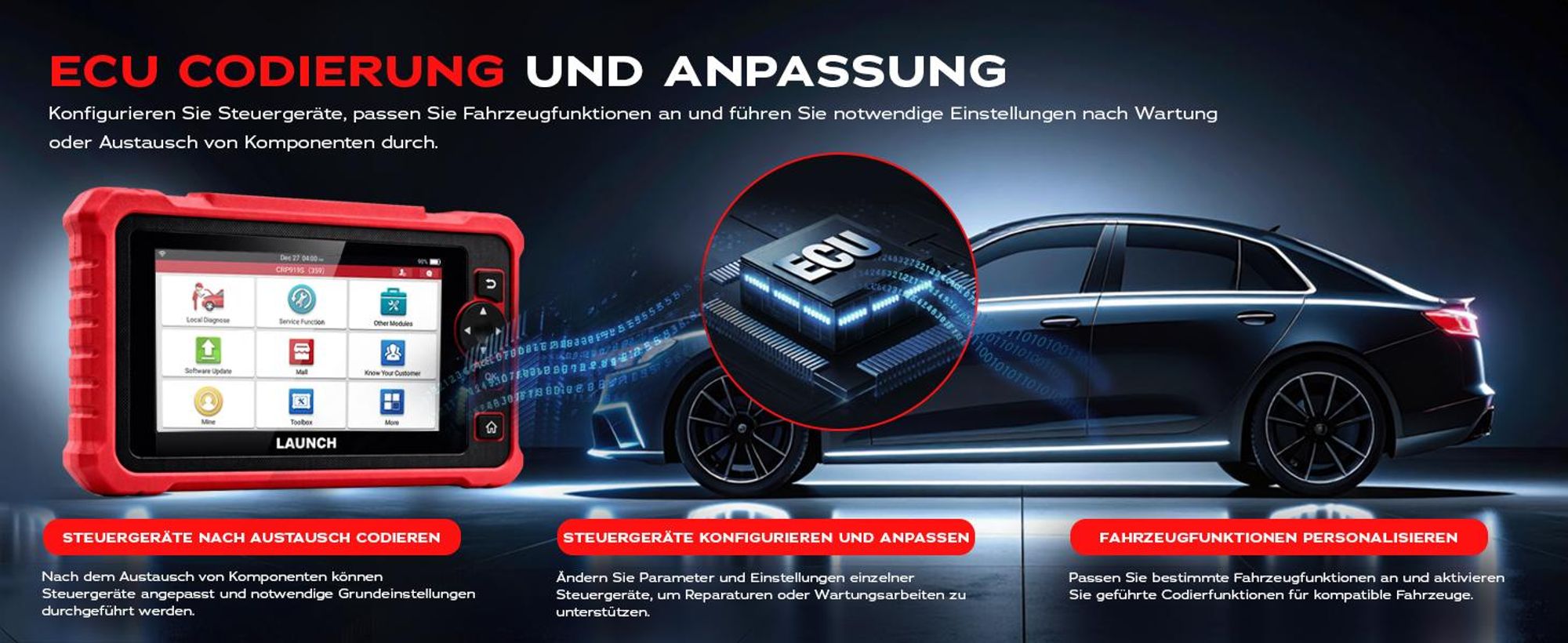 LAUNCH CRP919S OBD2 Diagnosegerät Auto,Vollsystem-Diagnose mit 35 Servicefunktionen, Aktivtests und Ferndiagnose