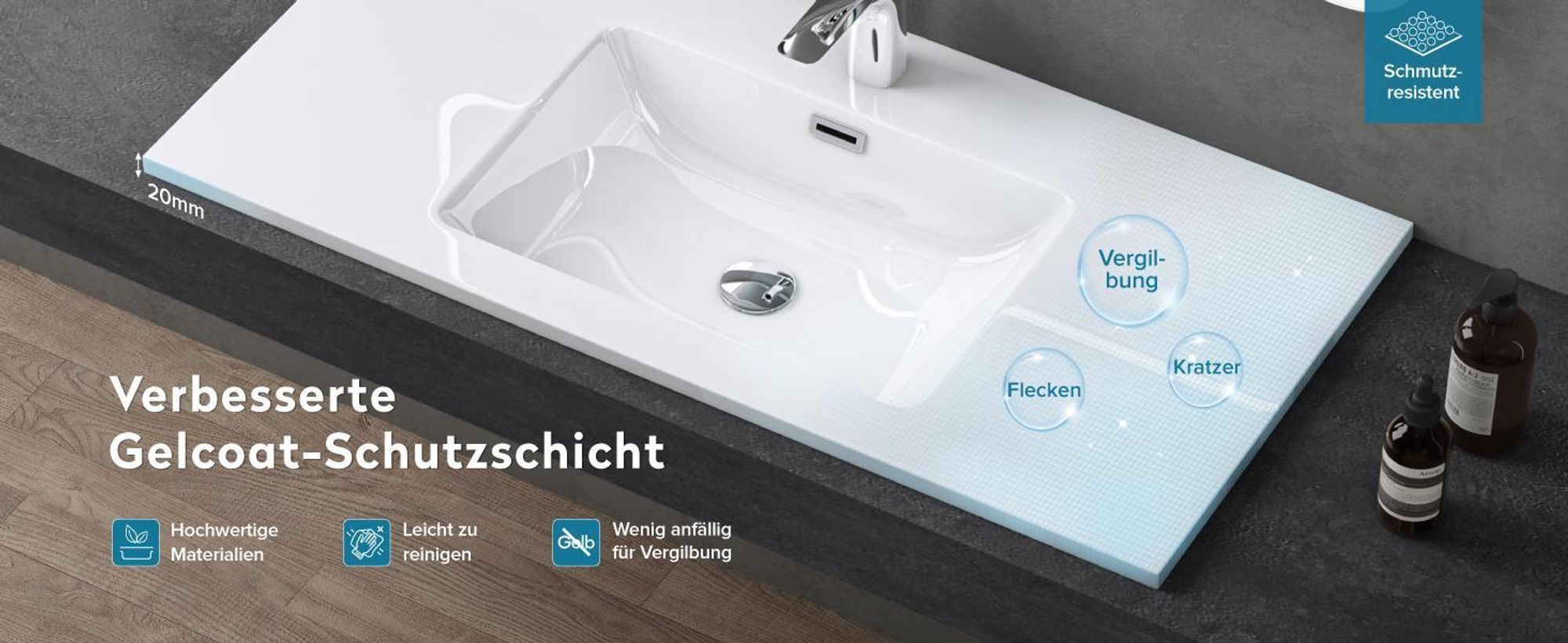 doporro Waschbecken Einbauwaschbecken mineralguss 80x48x12 cm Design Einbauwaschbecken weiß, Waschbecken, Waschtisch, Handwaschbecken Col02
