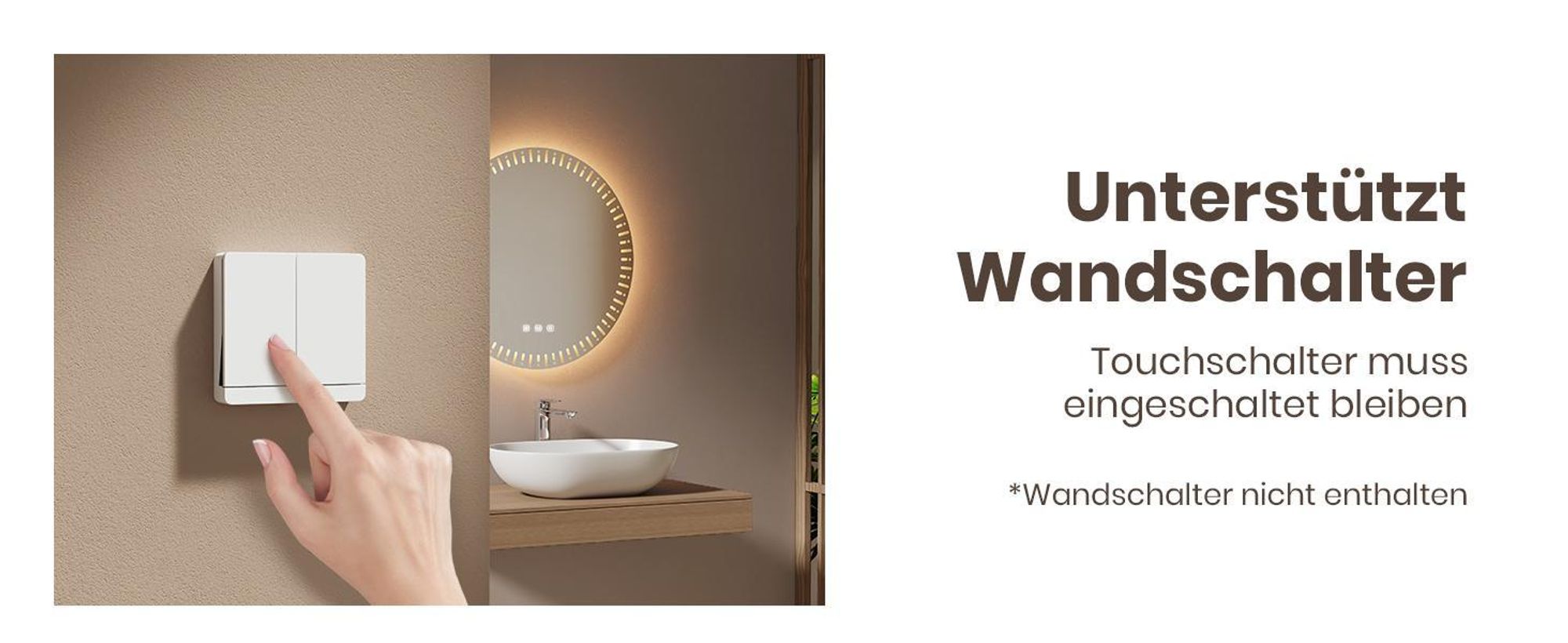 EMKE Badspiegel mit Beleuchtung LED Spiegel 60 cm mit beschlagfrei, Dimmbar 3 Lichtfarbe Rund Badezimmerspiegel Wandspiegel mit Touchschalter