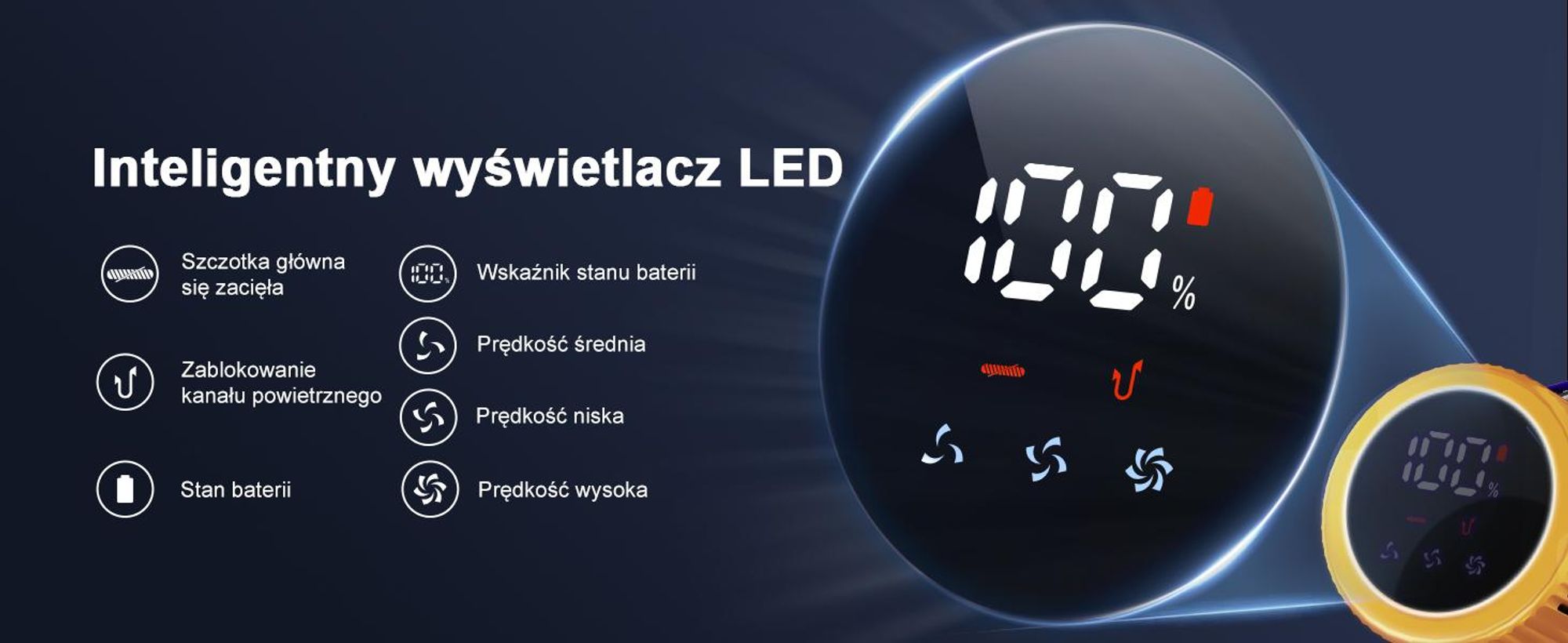 Odkurzacz akumulatorowy Aiibot 80000Pa, 70 minut pracy bezprzewodowej, odkurzacz akumulatorowy z wyświetlaczem LED i systemem zapobiegającym plątaniu się przewodu, trzy tryby pracy, 10 funkcji w jednym, odkurzacz ręczny, pojemność 2 l