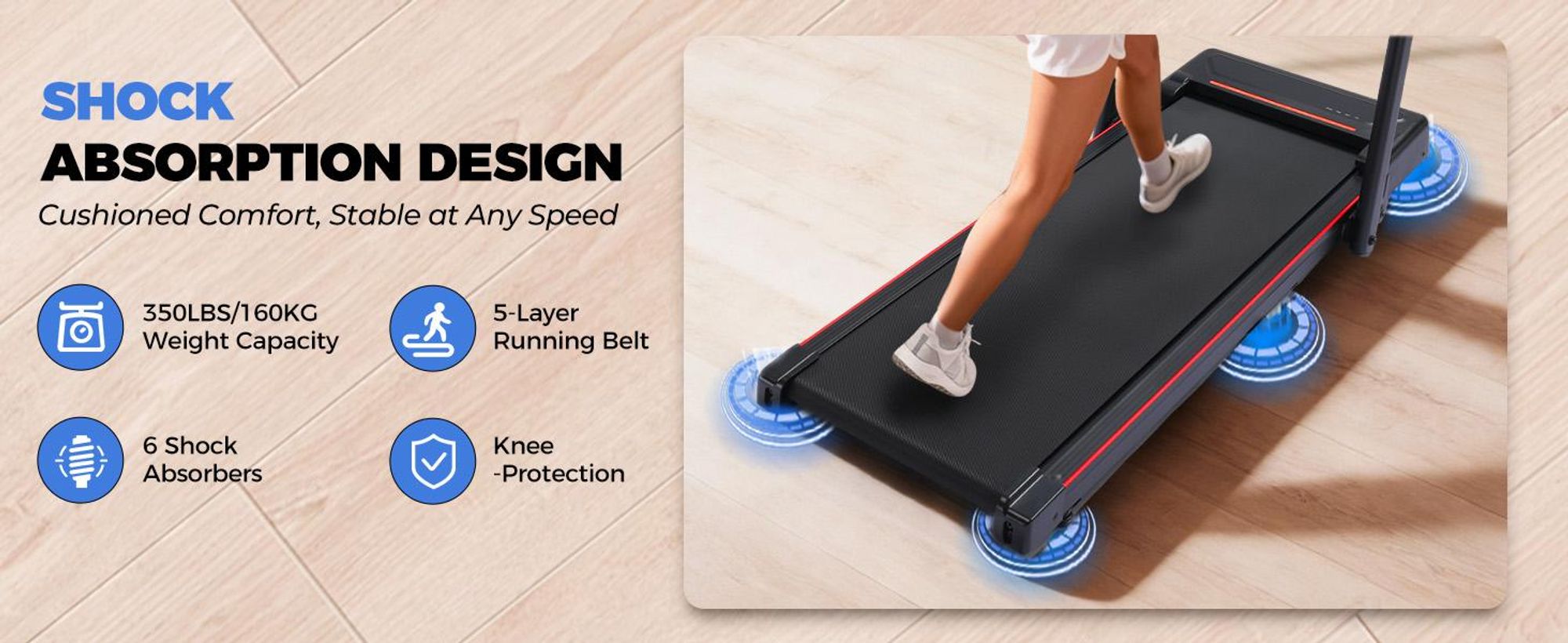 GTPLAYER Walking Pad, Laufband für Zuhaus klappbar mit LED-Anzeige und Fernbedienung, Höhenverstellbare Armlehne, Treadmill leises 1-6km/h, 2.5 PS