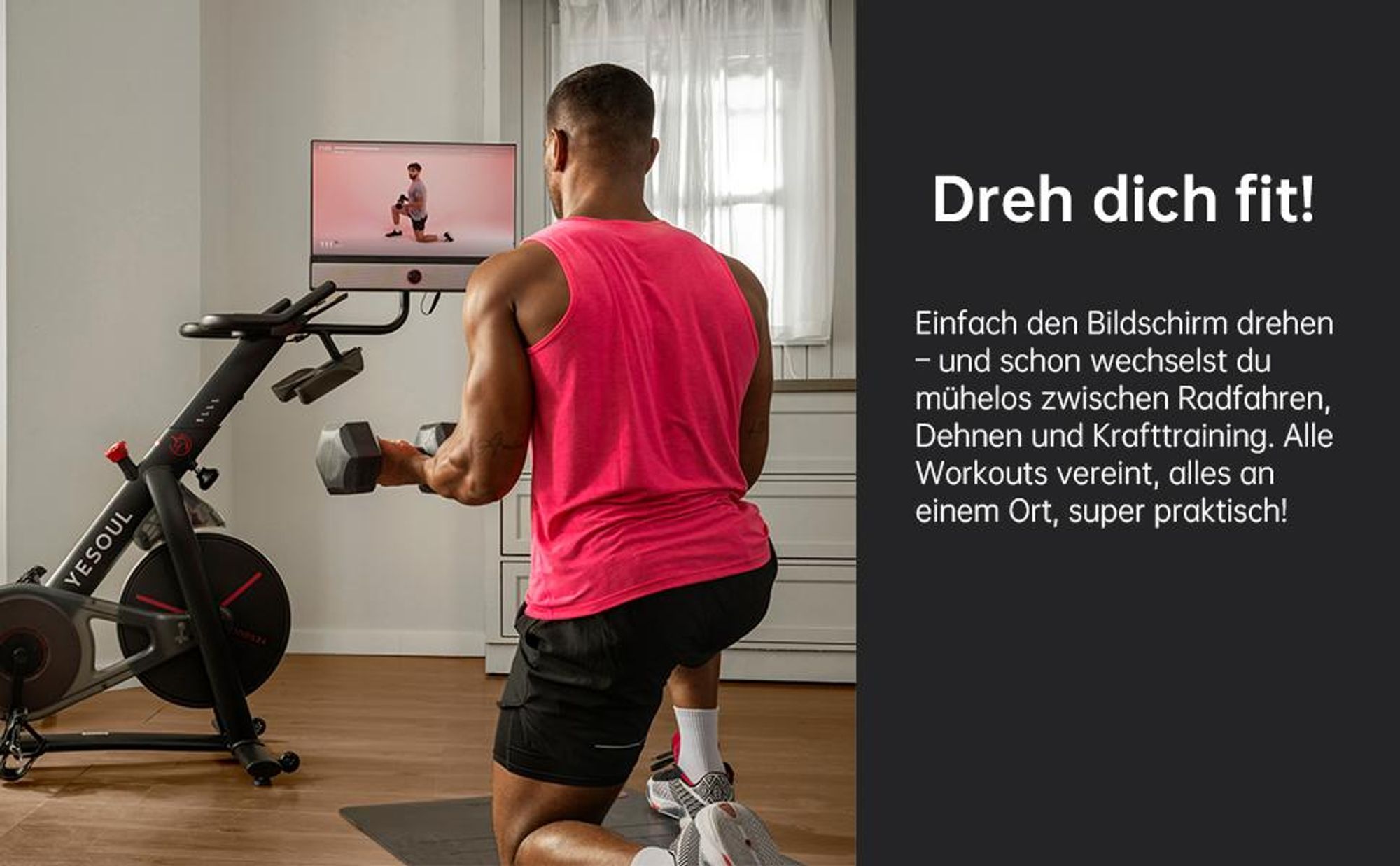 YESOUL G1M Max fitness bicykel, 21,5" FHD displej, 4× 30 W reproduktory, 360° zvuk, magnetický odpor, tichý chod a neobmedzené streamovanie