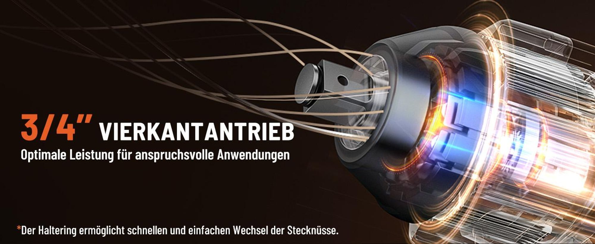 DOVAMAN Akku-Schlagschrauber 20 V, 2200 Nm, bürstenlos, 3/4 Zoll, 5 Stufen, 4-Ah-Akku