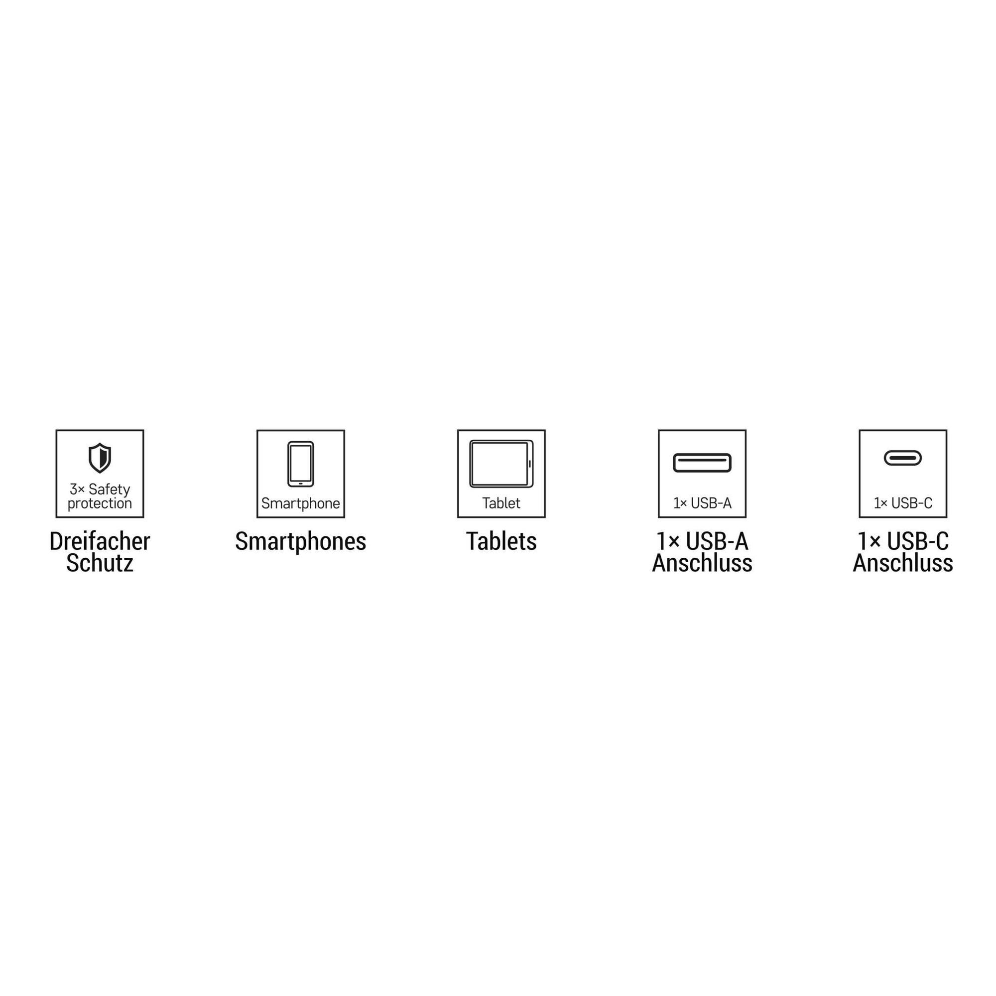 EMOS USB-C+A Ladegerät 15Watt, USB Netzteil ohne Kabel, USB-C und A-Typ, für Smartphone, iPhone, aufladbare Geräte, 5 V / 3 A, Weiß, V02B15