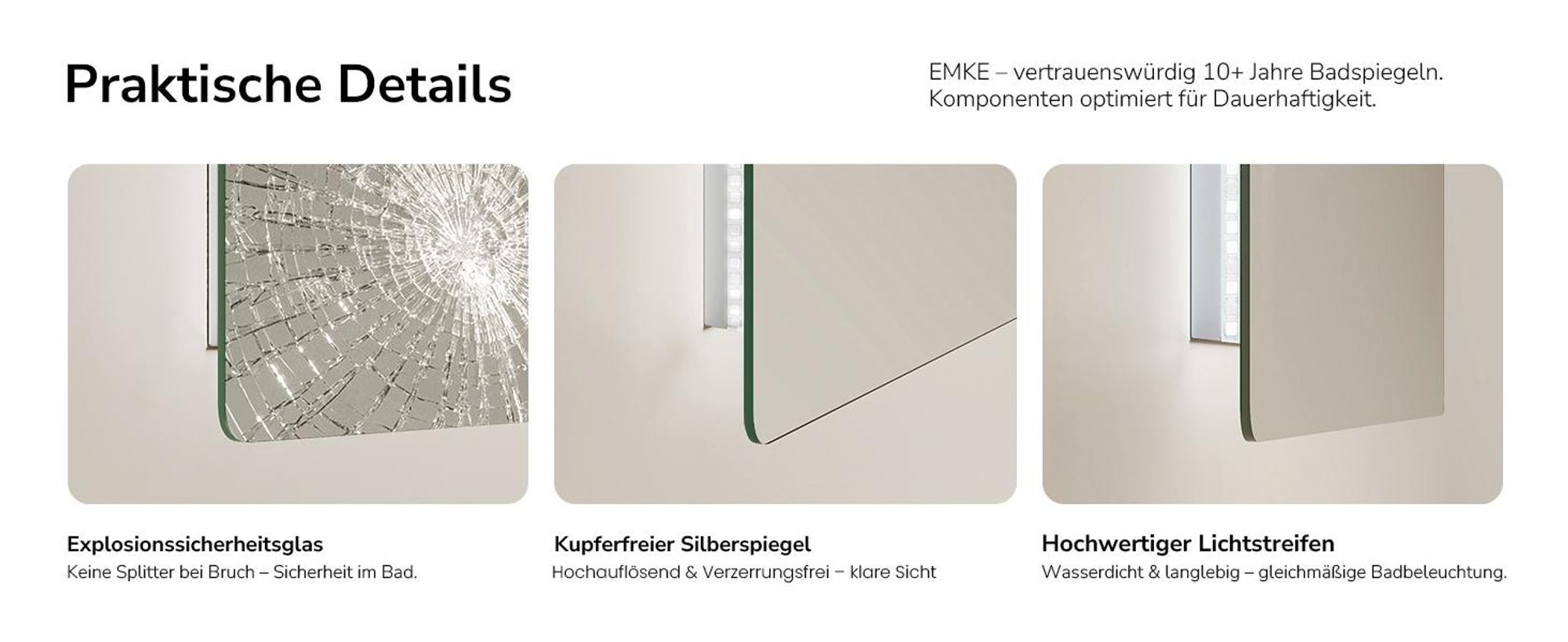 EMKE LED Badspiegel 80x60cm mit Beleuchtung 3 Lichtfarbe kaltweiß Neutral Warmweiß Beschlagfrei Lichtspiegel Badezimmerspiegel mit Touchschalter