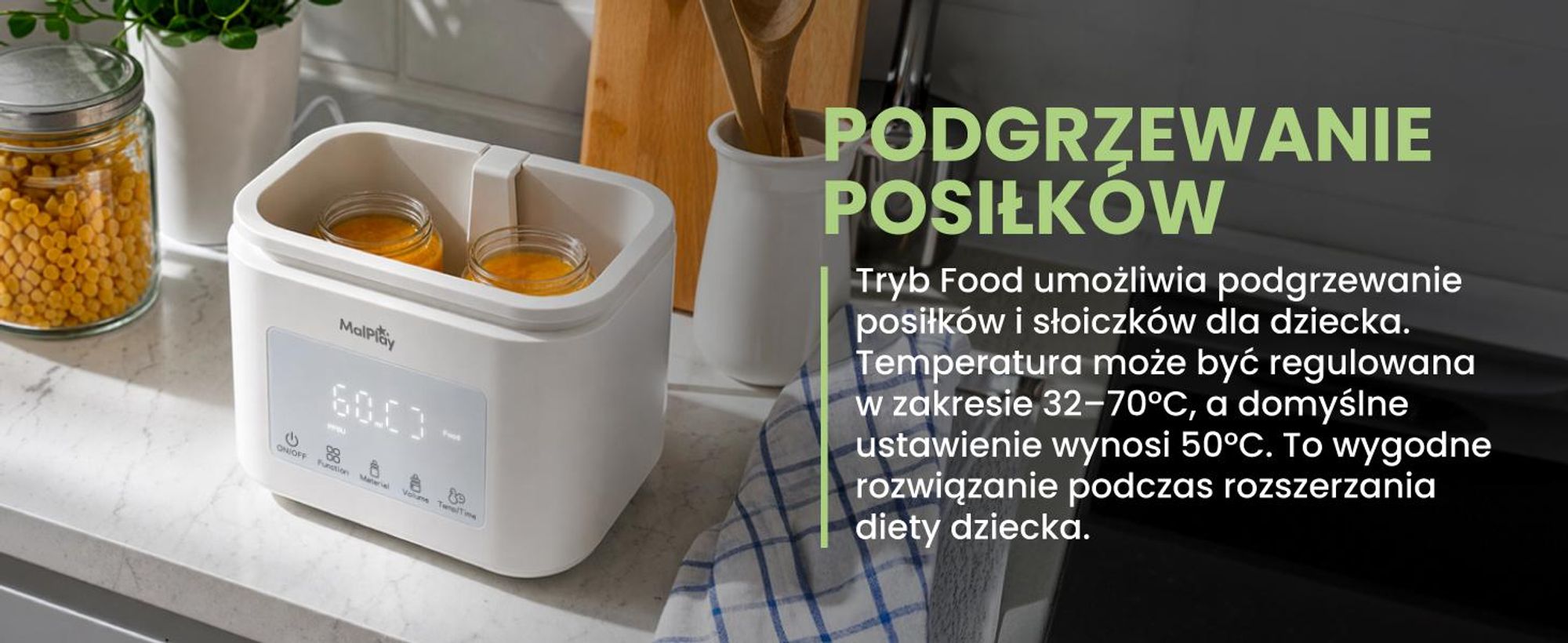 Podrzewacz na dwie butelki mleka ze sterylizatorem i rozmrażaniem, podtrzymująccy ciepło