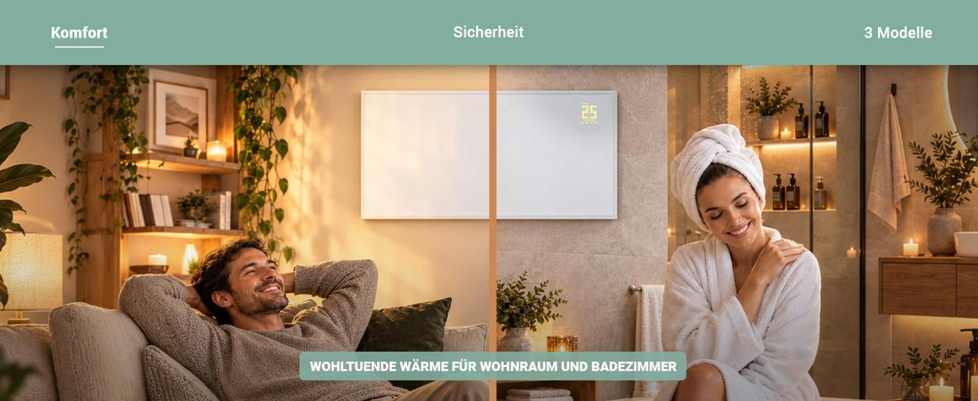 Heidenfeld Infrarotheizung HF-HP140 | Bis 15 m² - Heizkörper - Heizpaneel - Infrarot - App Steuerung - Touch Bedienfeld - Kindersicherung (500 Watt)