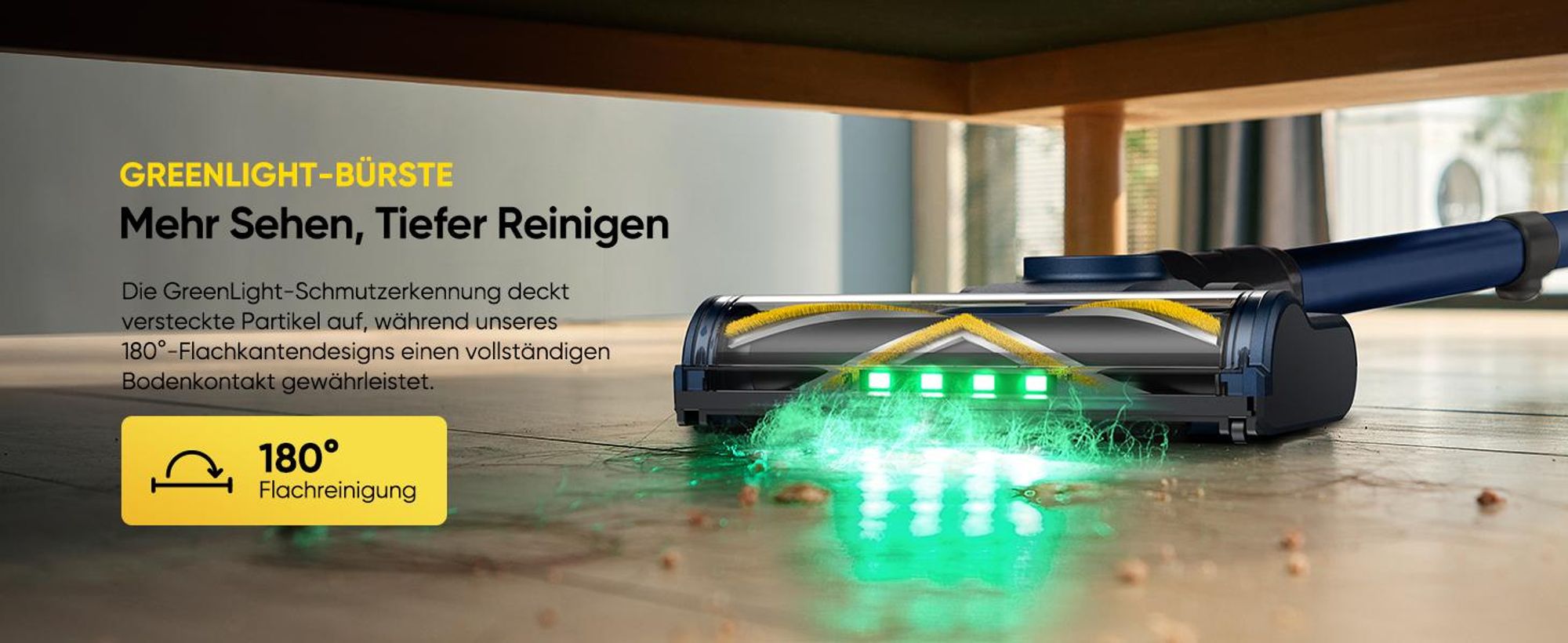 Vactidy V12 Akku Staubsauger/ 55Min/ 60kPa /600W/ 2,2kg/ Anti-Verhedderungs-Bürste, GreenEye Technologie, LED Touchscreen, für Hartböden, Teppiche
